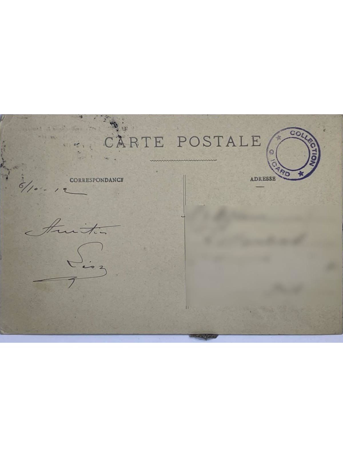 Verso de la carte postale