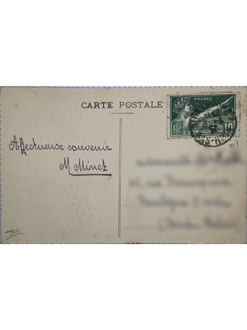Verso de la carte postale