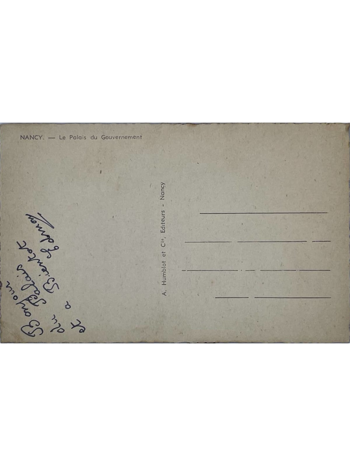 Verso de la carte postale