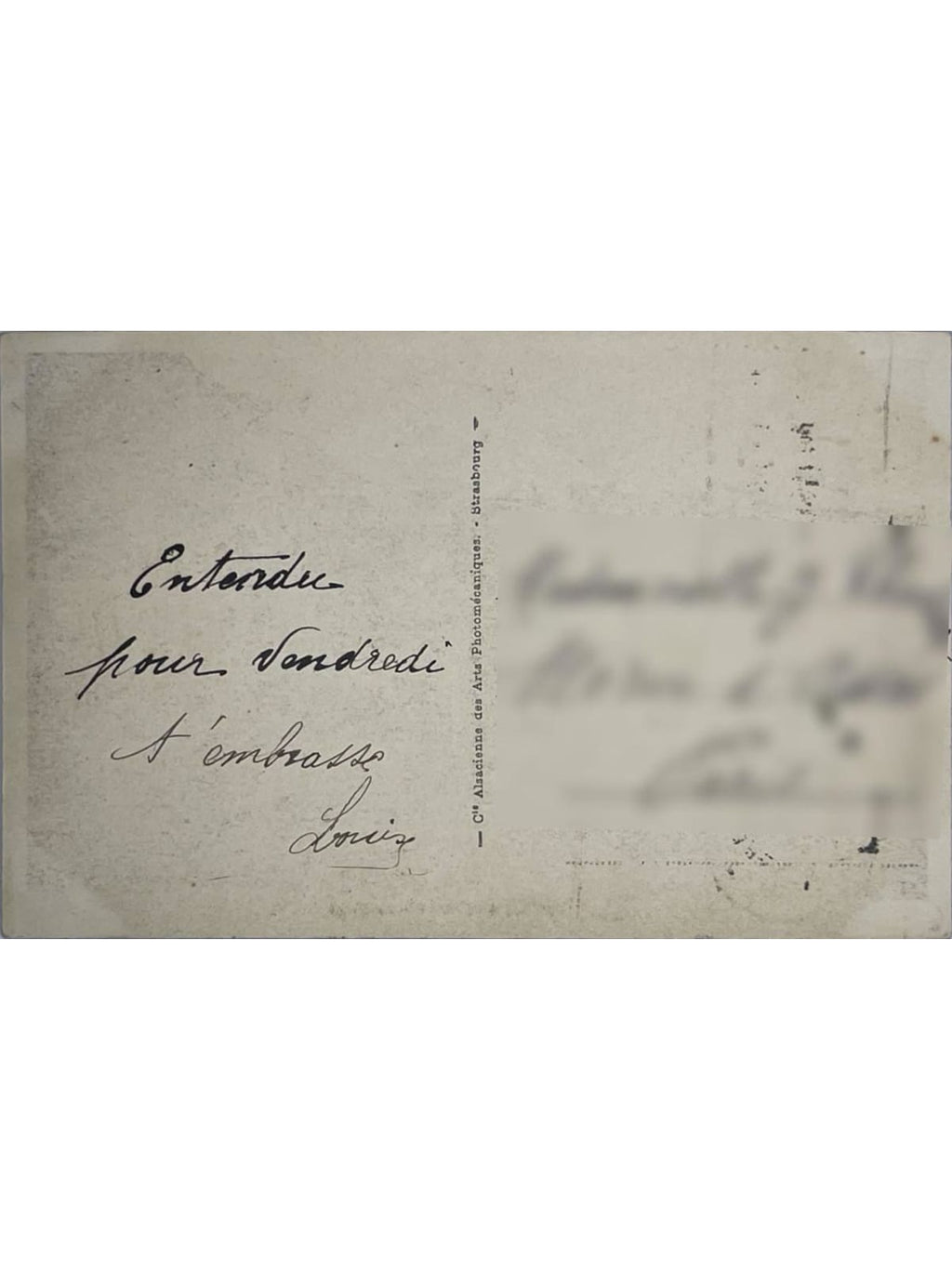 Verso de la carte postale