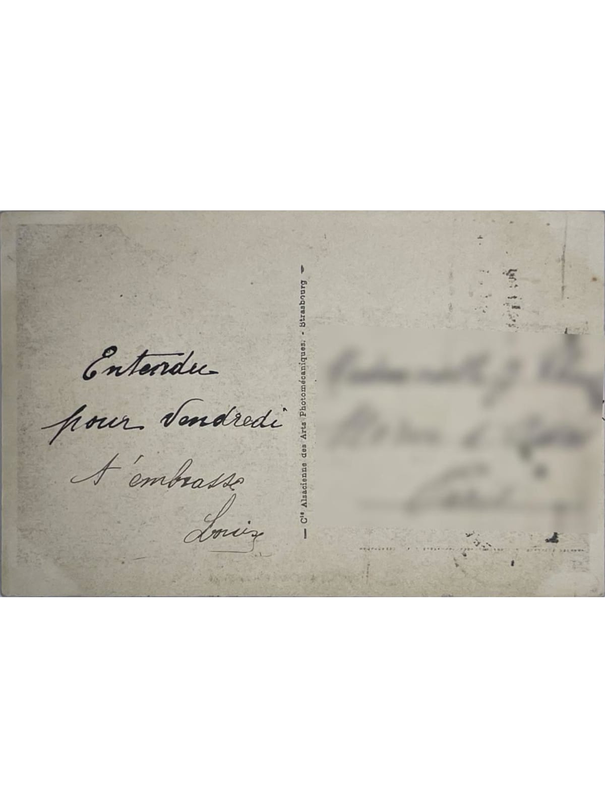 Verso de la carte postale