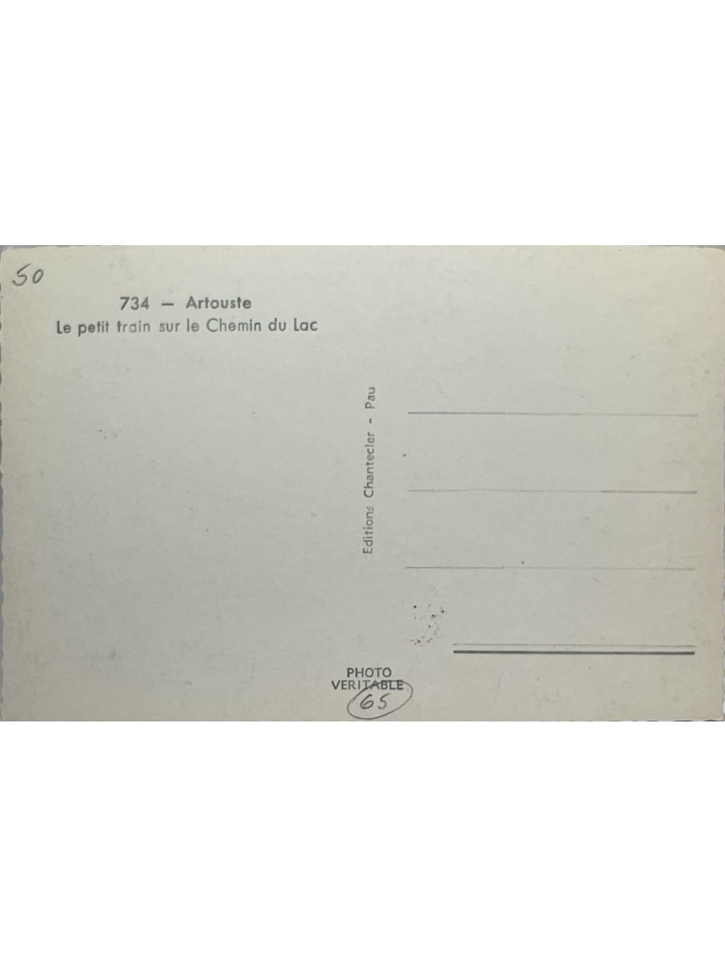 Verso de la carte postale