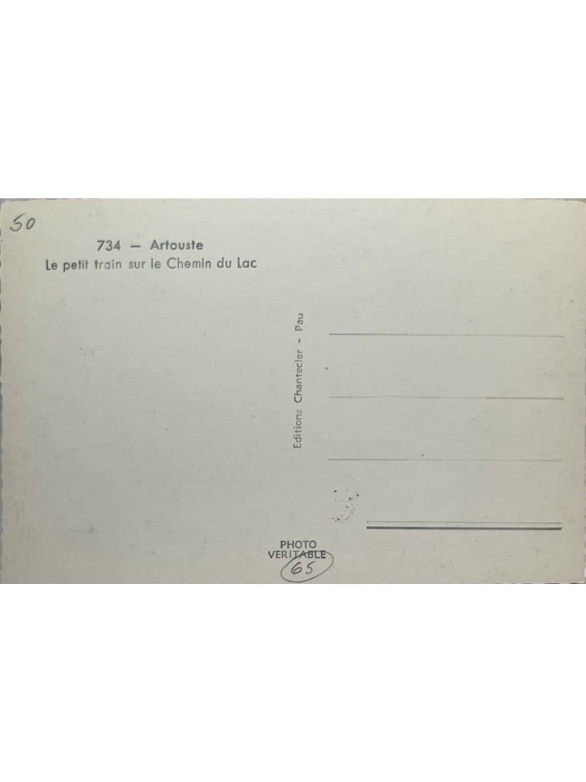 Verso de la carte postale