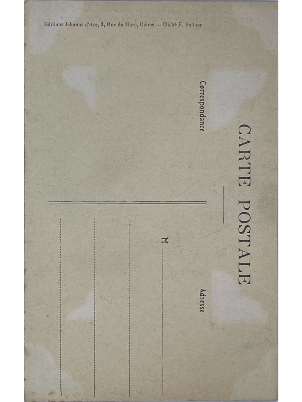 Verso de la carte postale