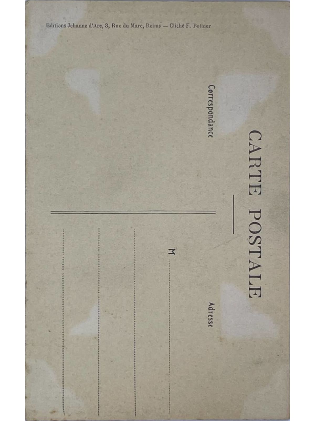 Verso de la carte postale