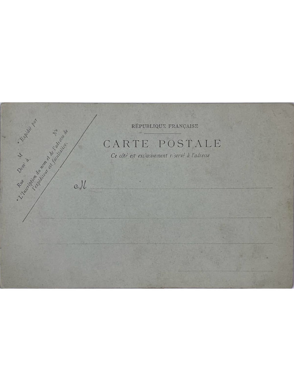 Verso de la carte postale