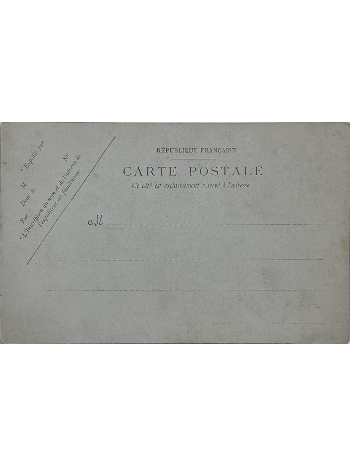 Verso de la carte postale