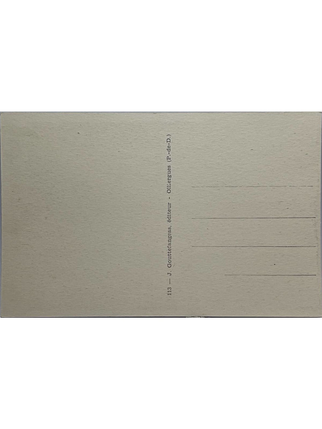 Verso de la carte postale