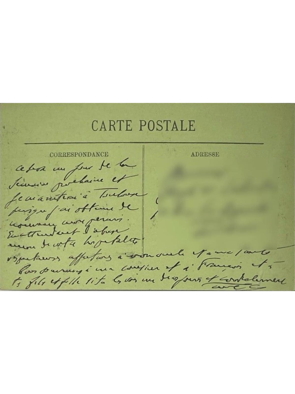 Verso de la carte postale