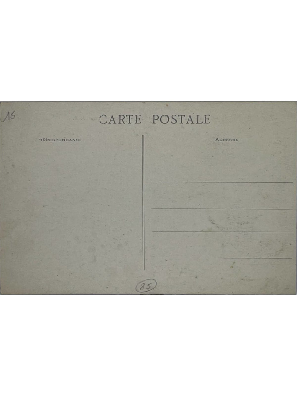 Verso de la carte postale