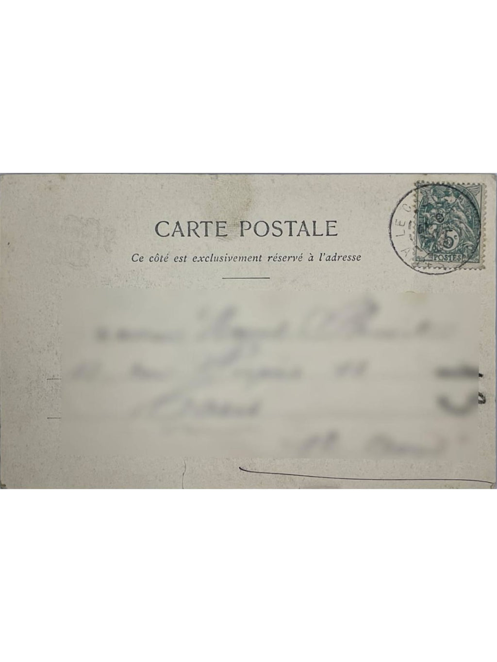 Verso de la carte postale