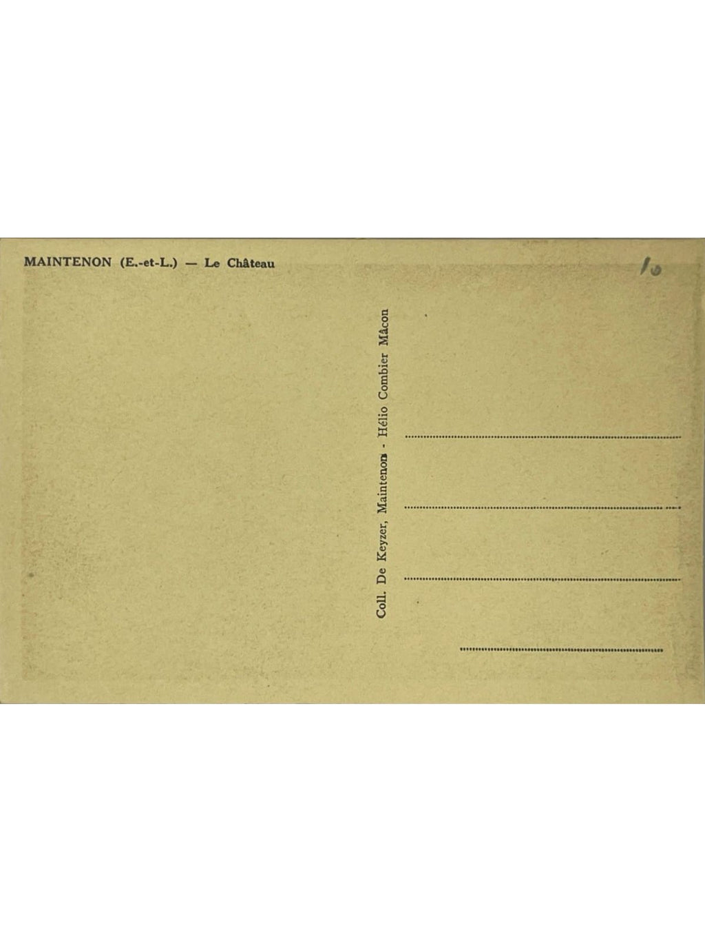 Verso de la carte postale