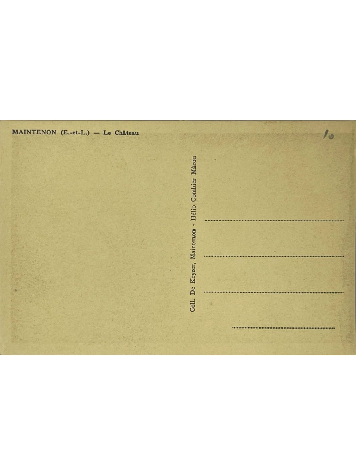 Verso de la carte postale