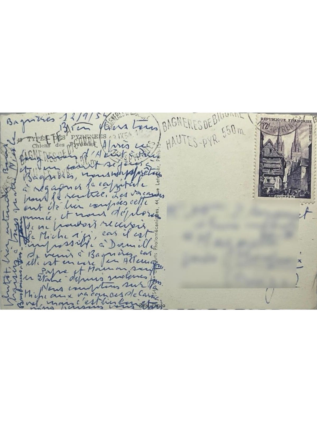 Verso de la carte postale