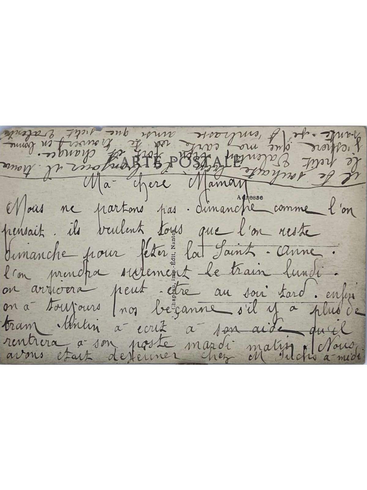 Verso de la carte postale