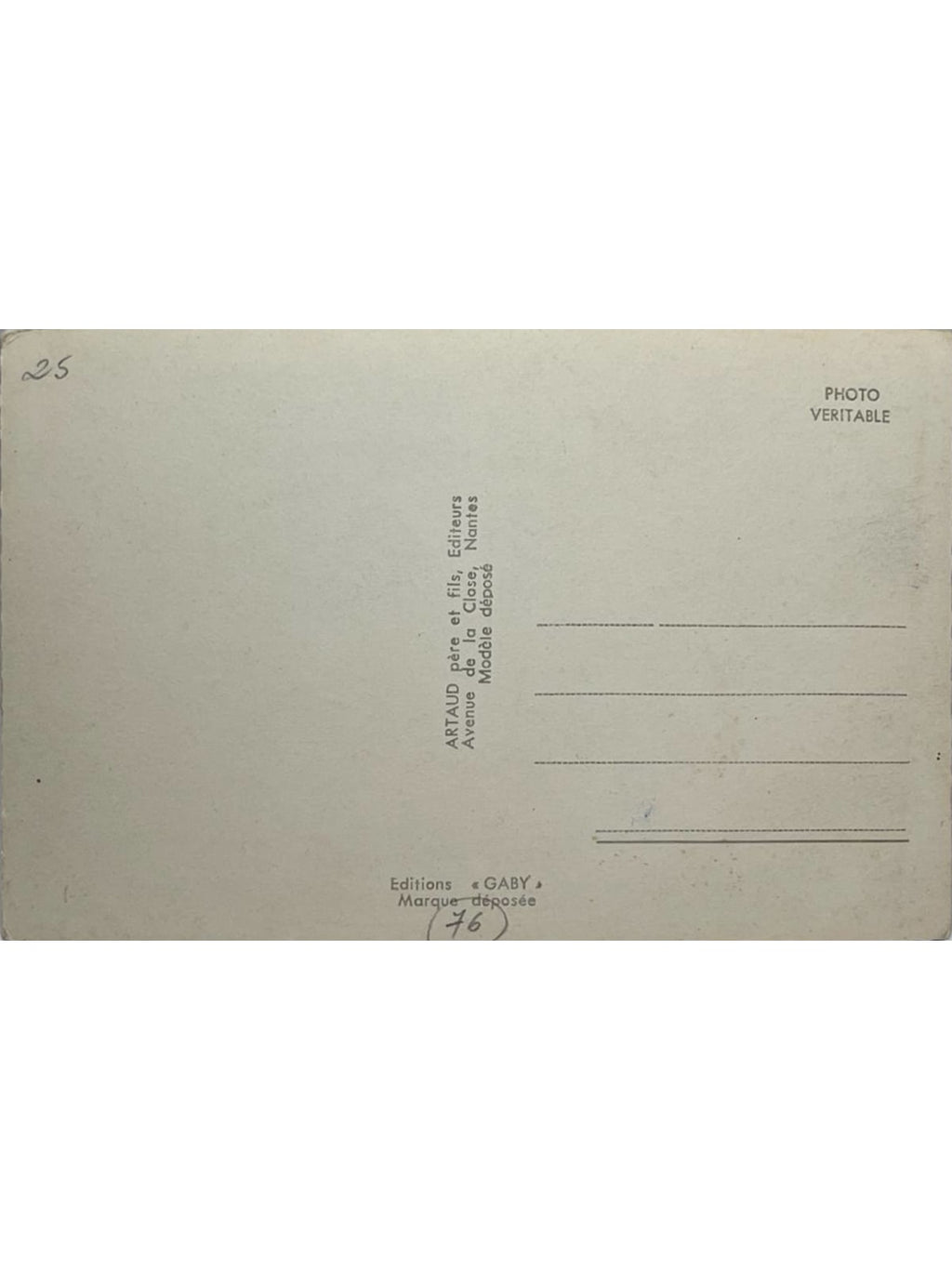 Verso de la carte postale