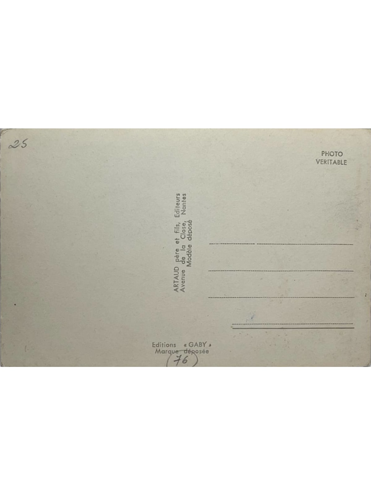 Verso de la carte postale