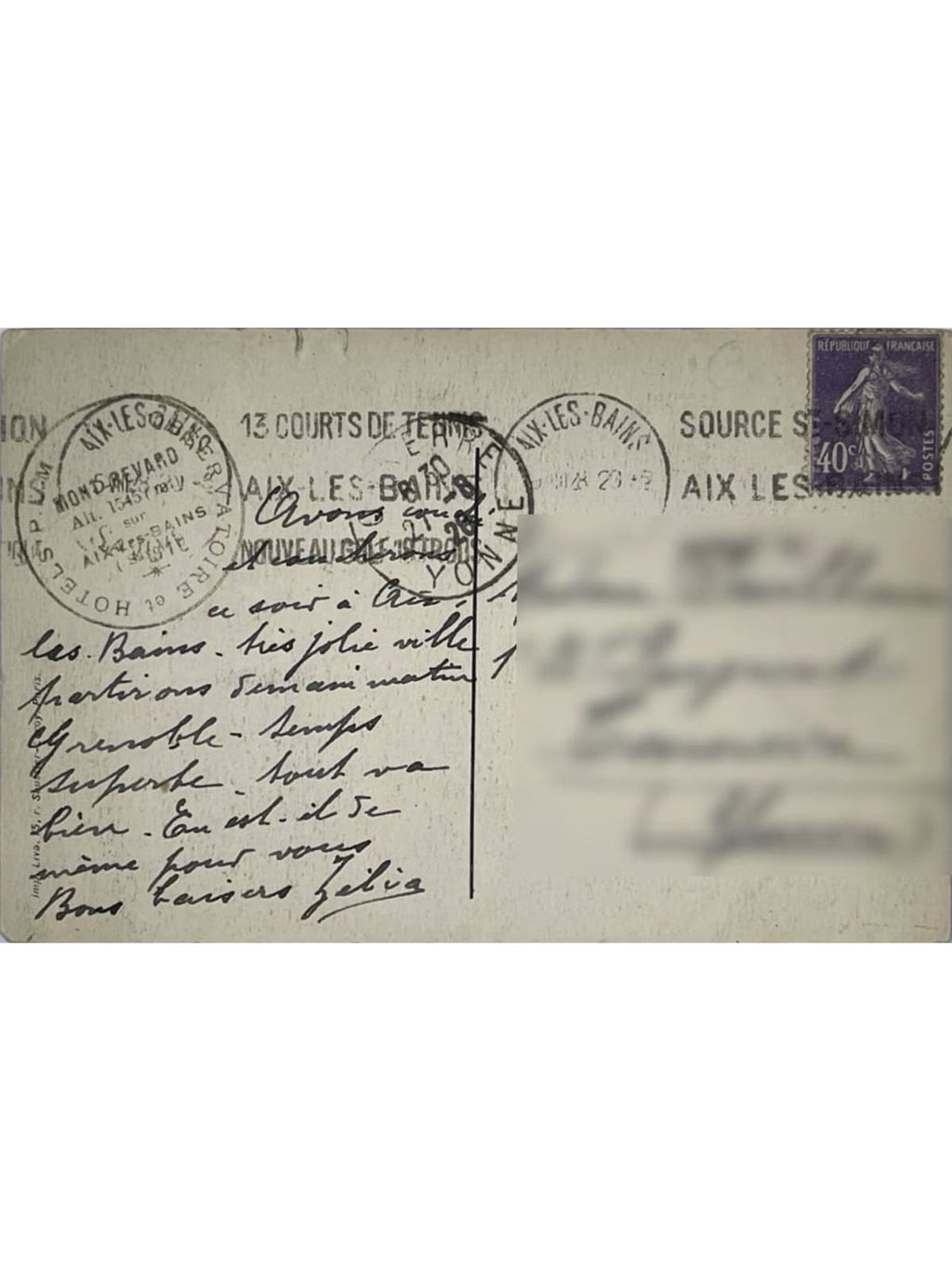 Verso de la carte postale