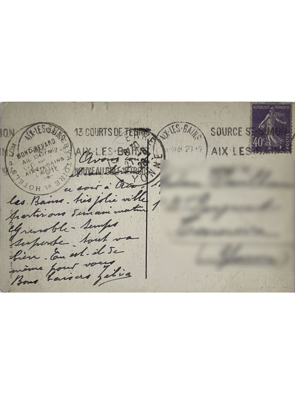 Verso de la carte postale
