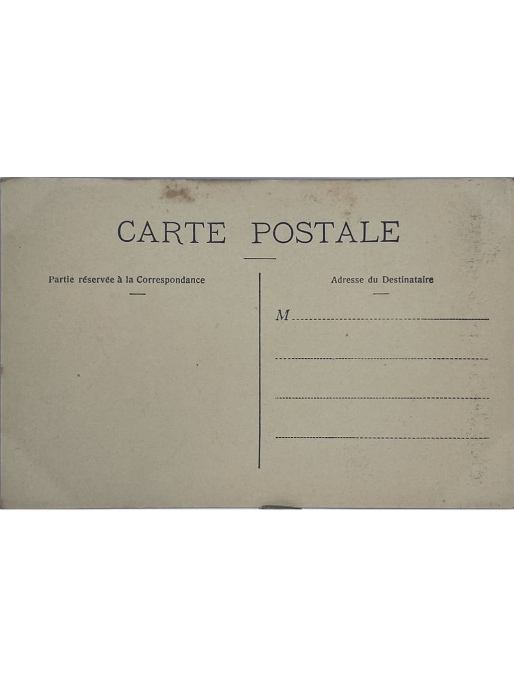 Verso de la carte postale