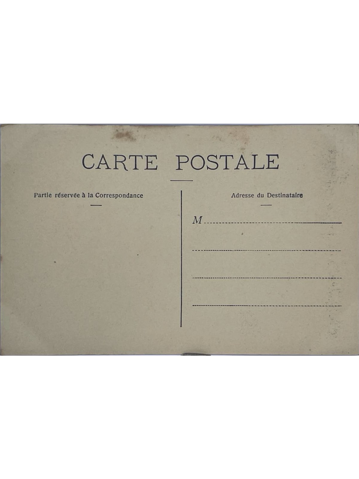 Verso de la carte postale
