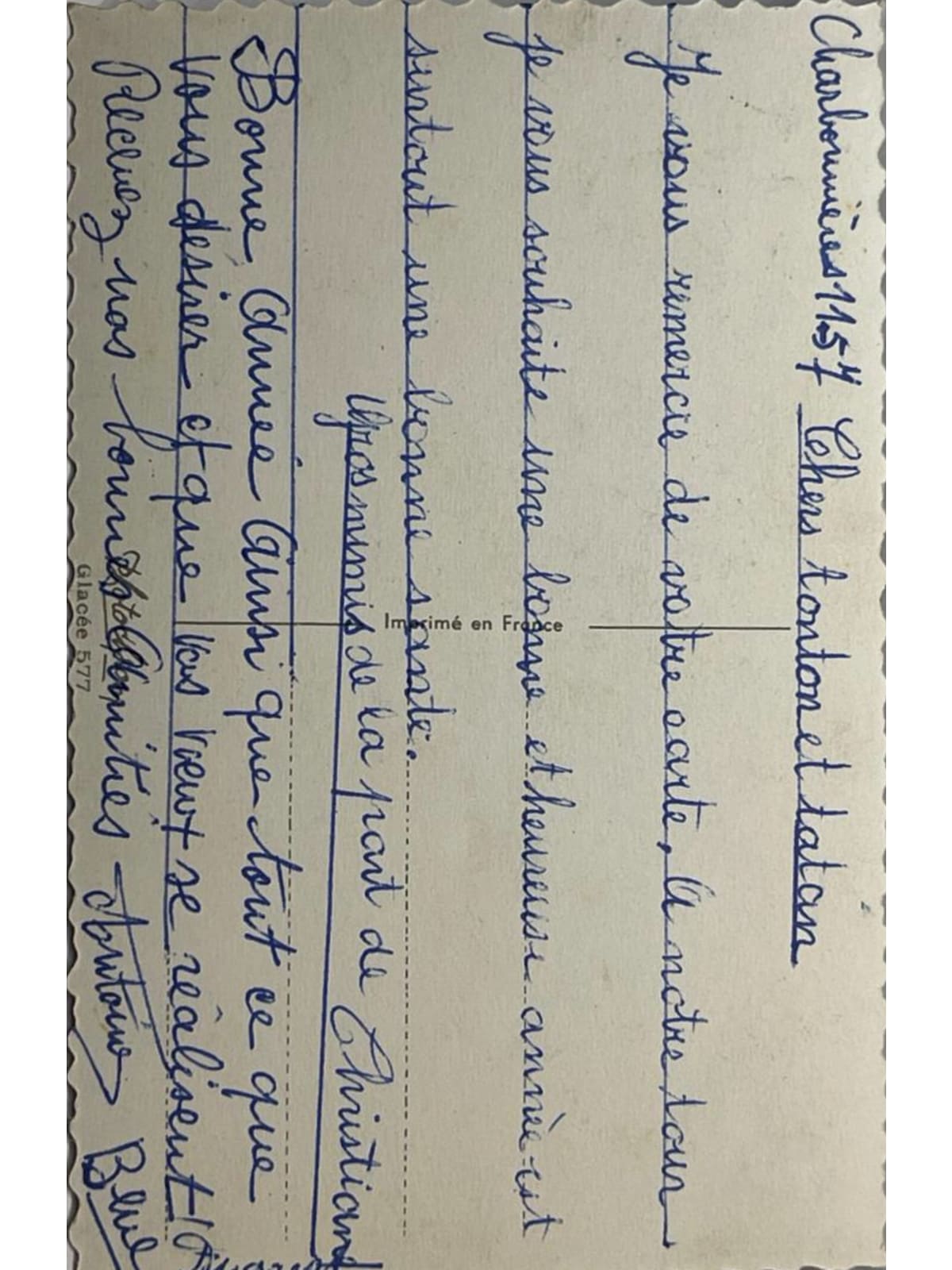 Verso de la carte postale