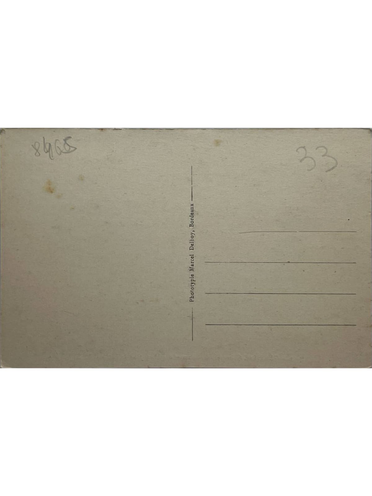 Verso de la carte postale