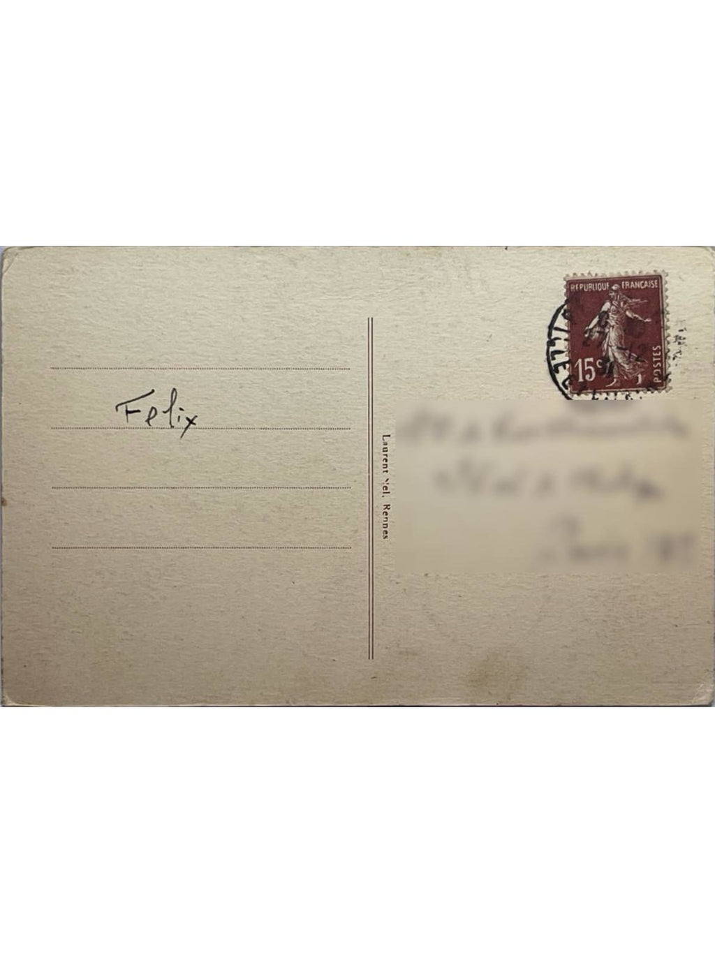 Verso de la carte postale