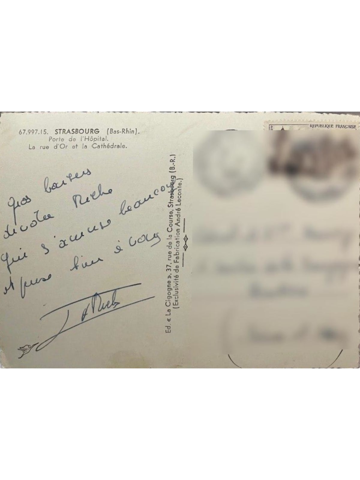 Verso de la carte postale