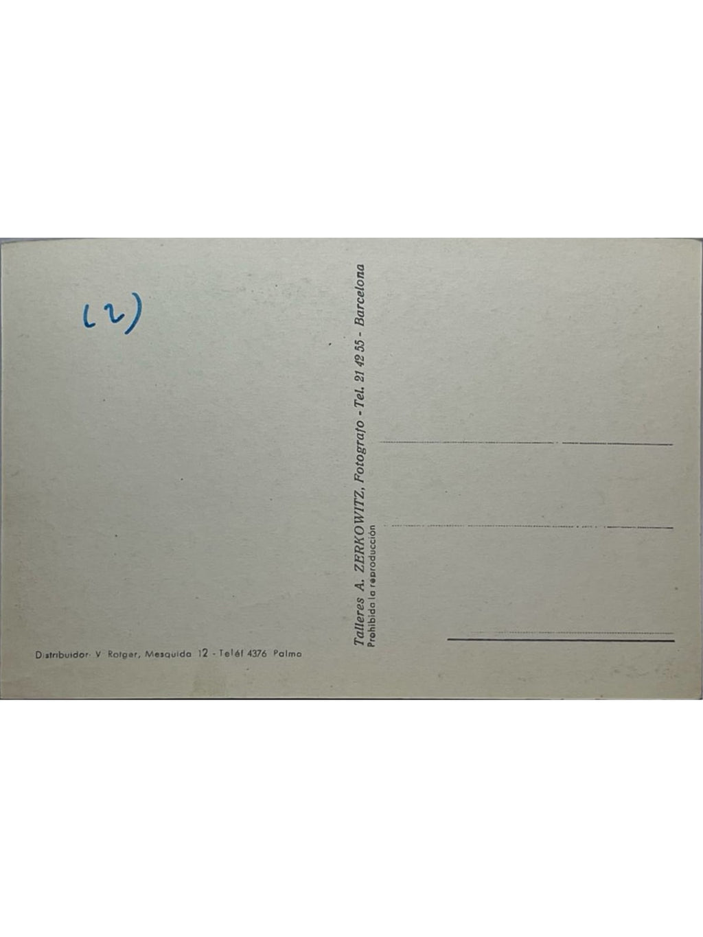 Verso de la carte postale