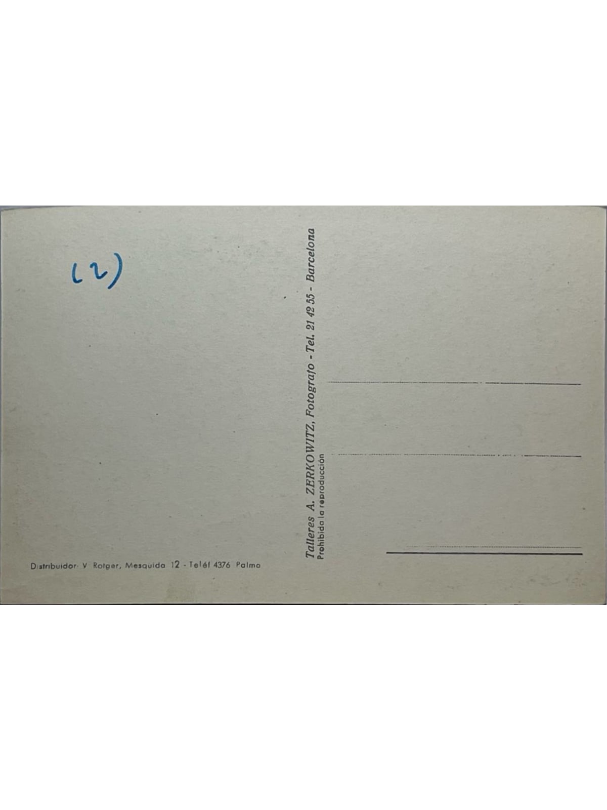 Verso de la carte postale