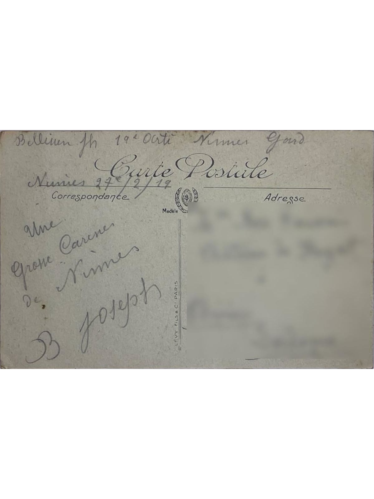 Verso de la carte postale