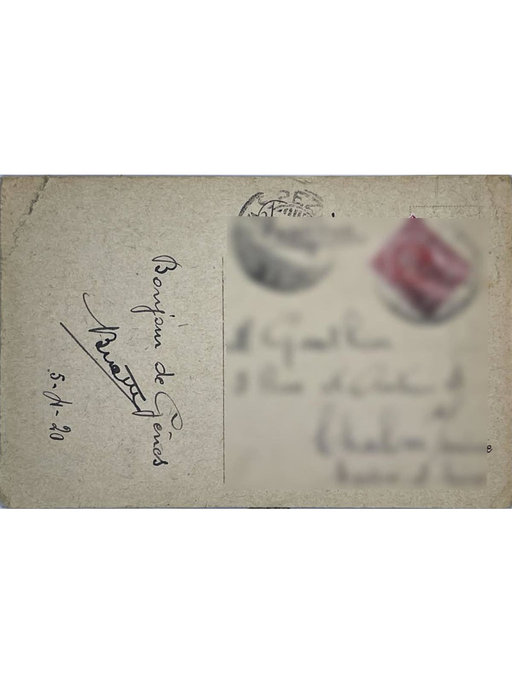 Verso de la carte postale
