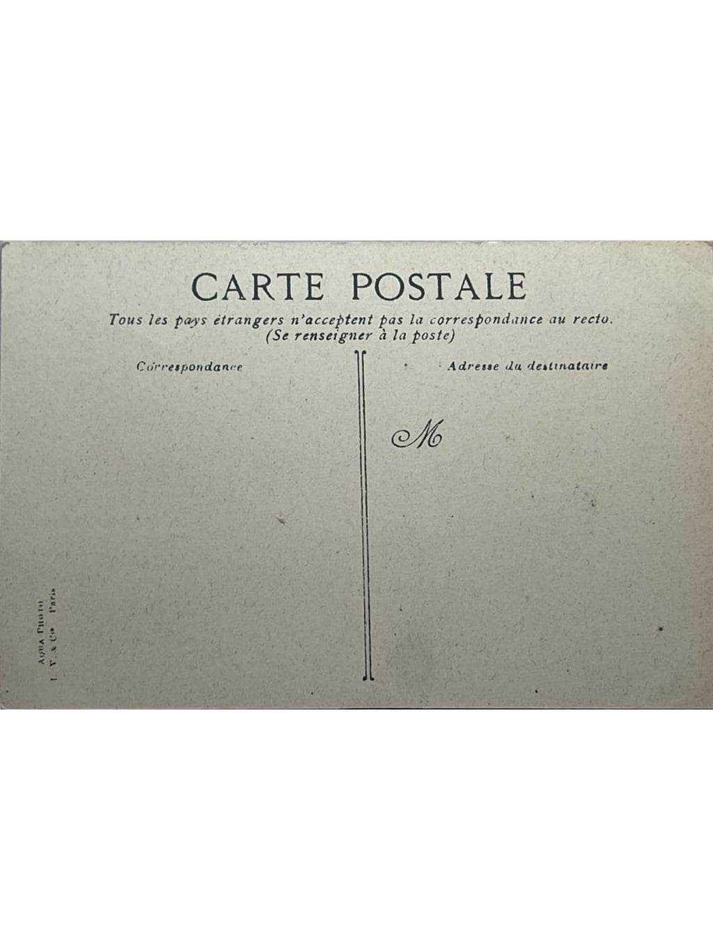 Verso de la carte postale