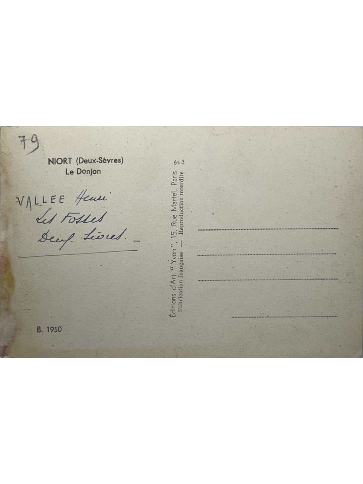 Verso de la carte postale