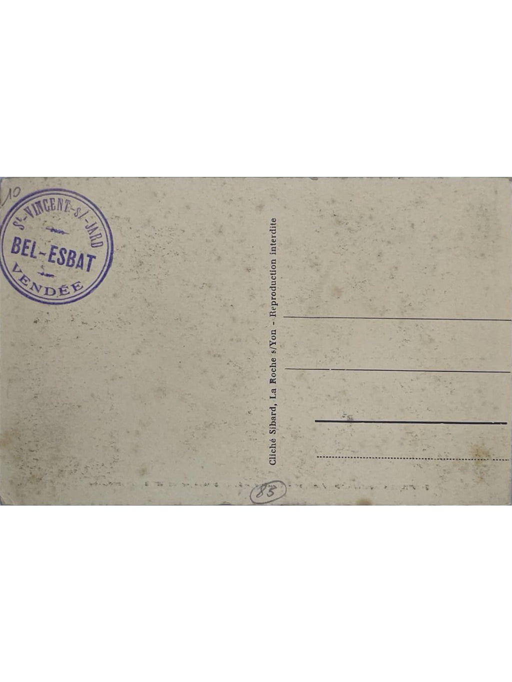 Verso de la carte postale