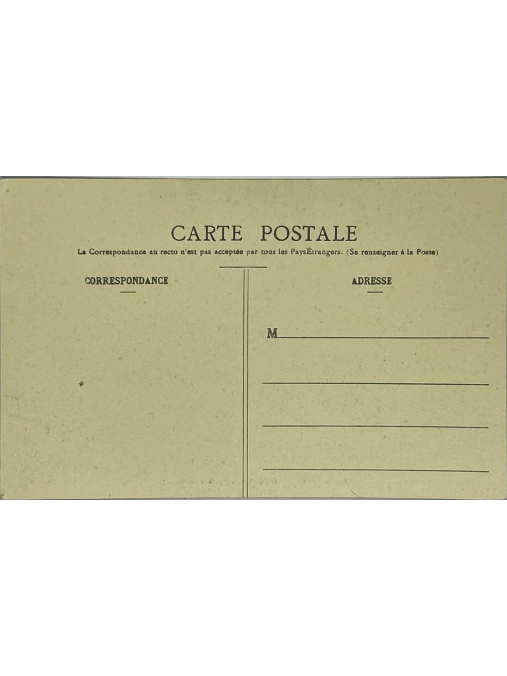 Verso de la carte postale
