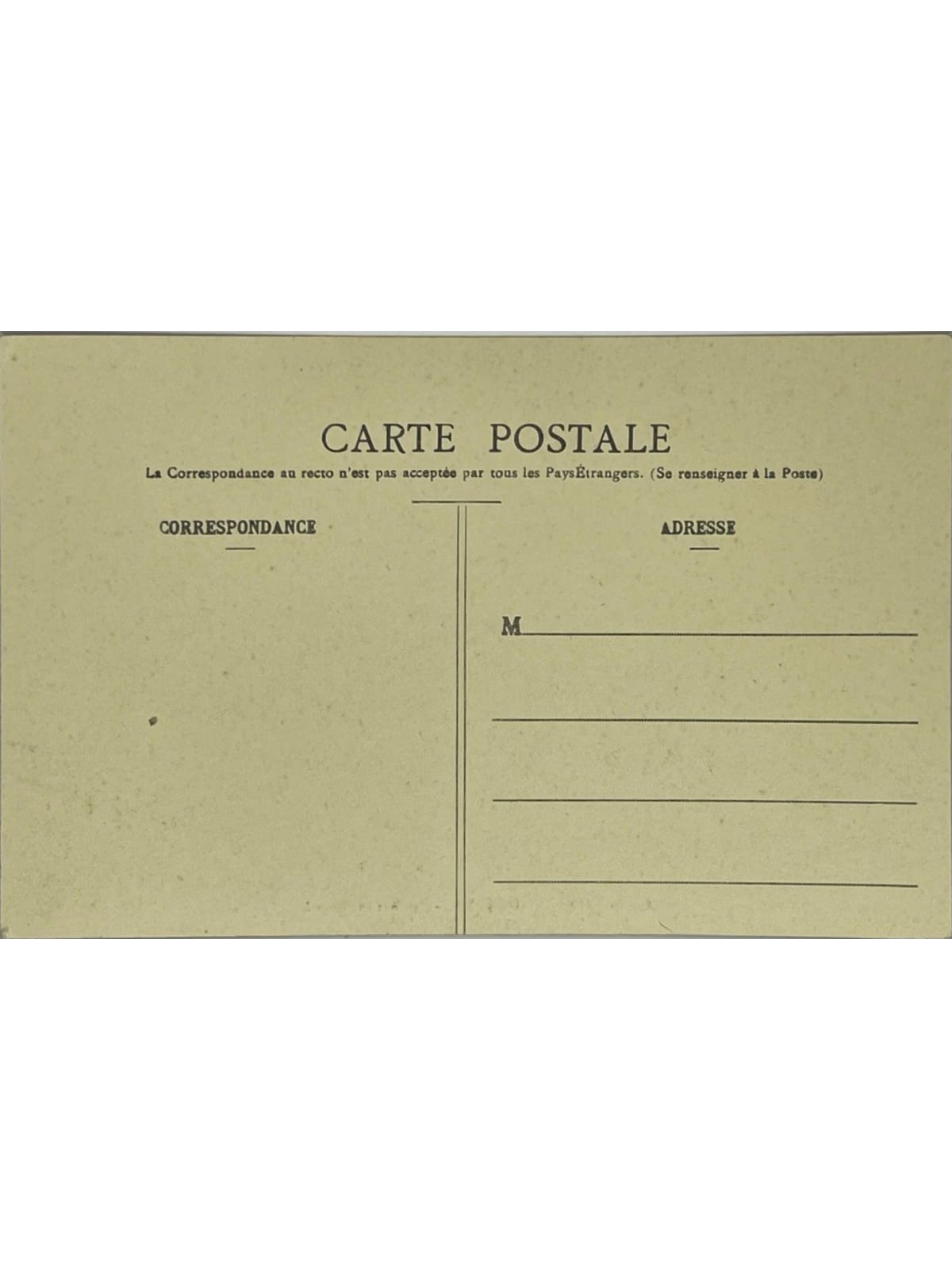 Verso de la carte postale