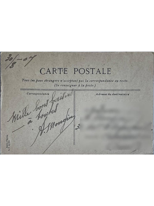 Verso de la carte postale