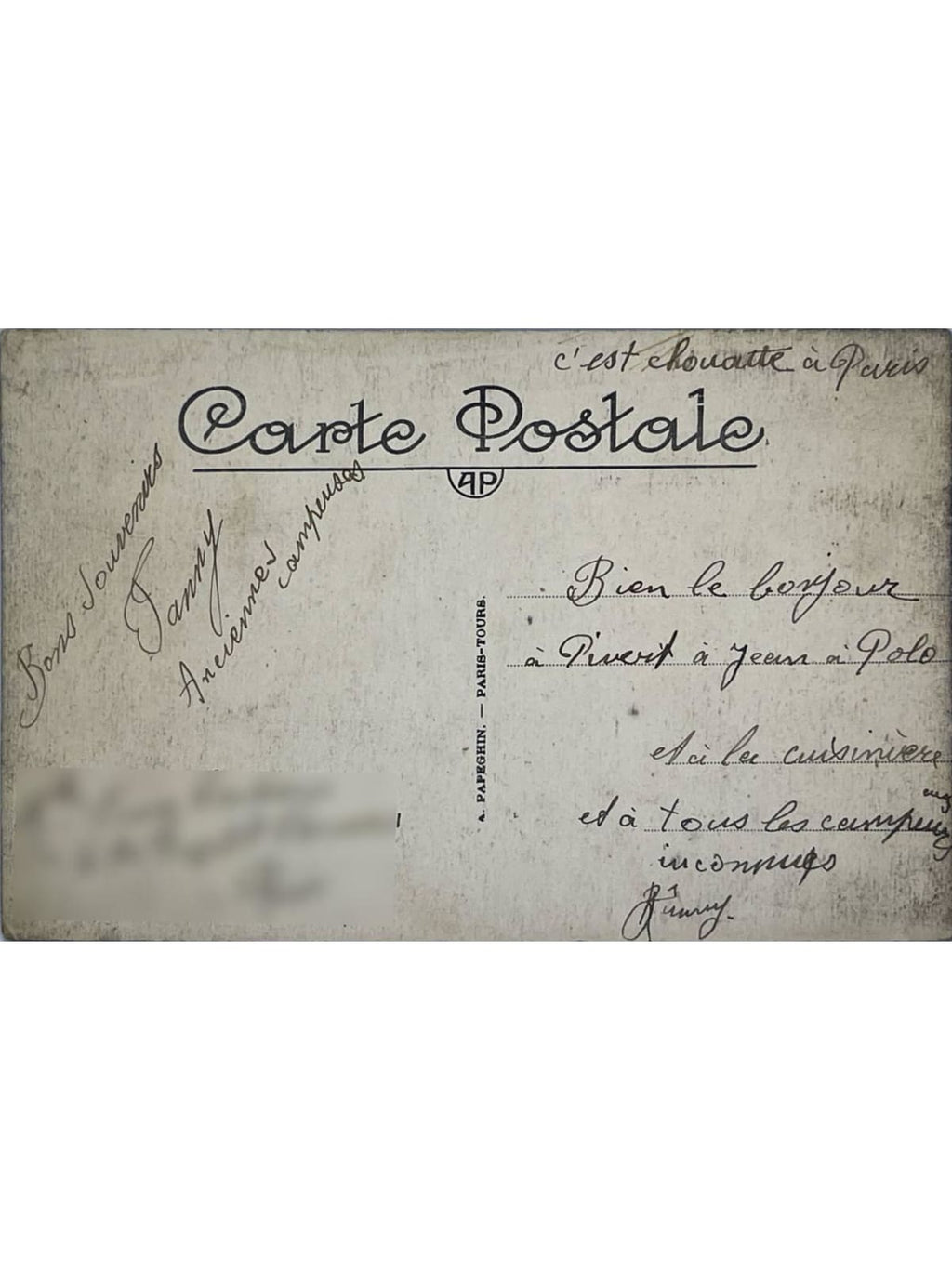 Verso de la carte postale