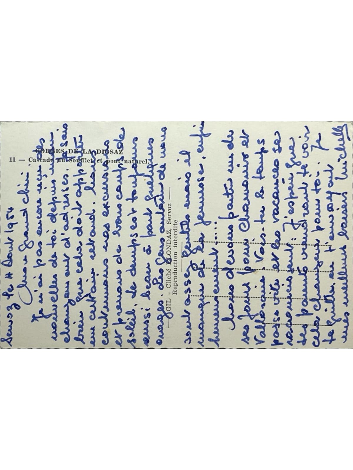 Verso de la carte postale