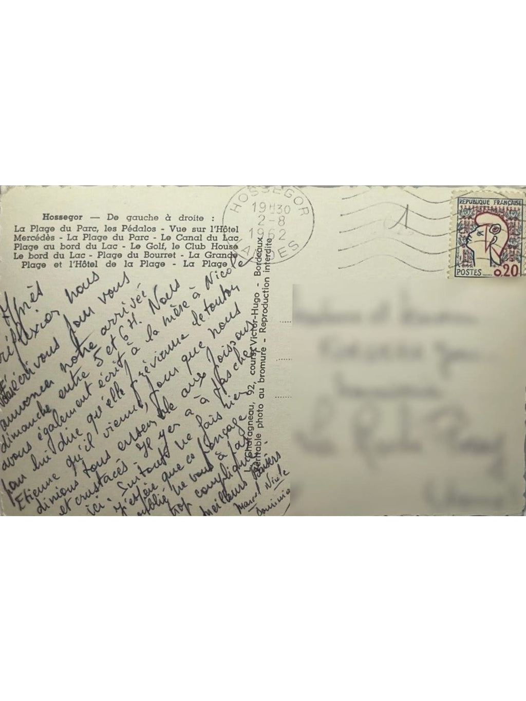 Verso de la carte postale