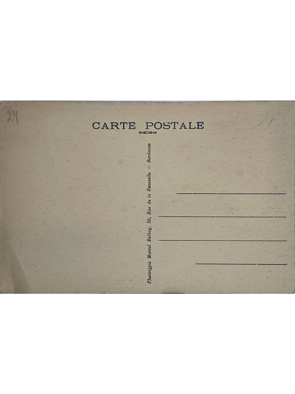 Verso de la carte postale