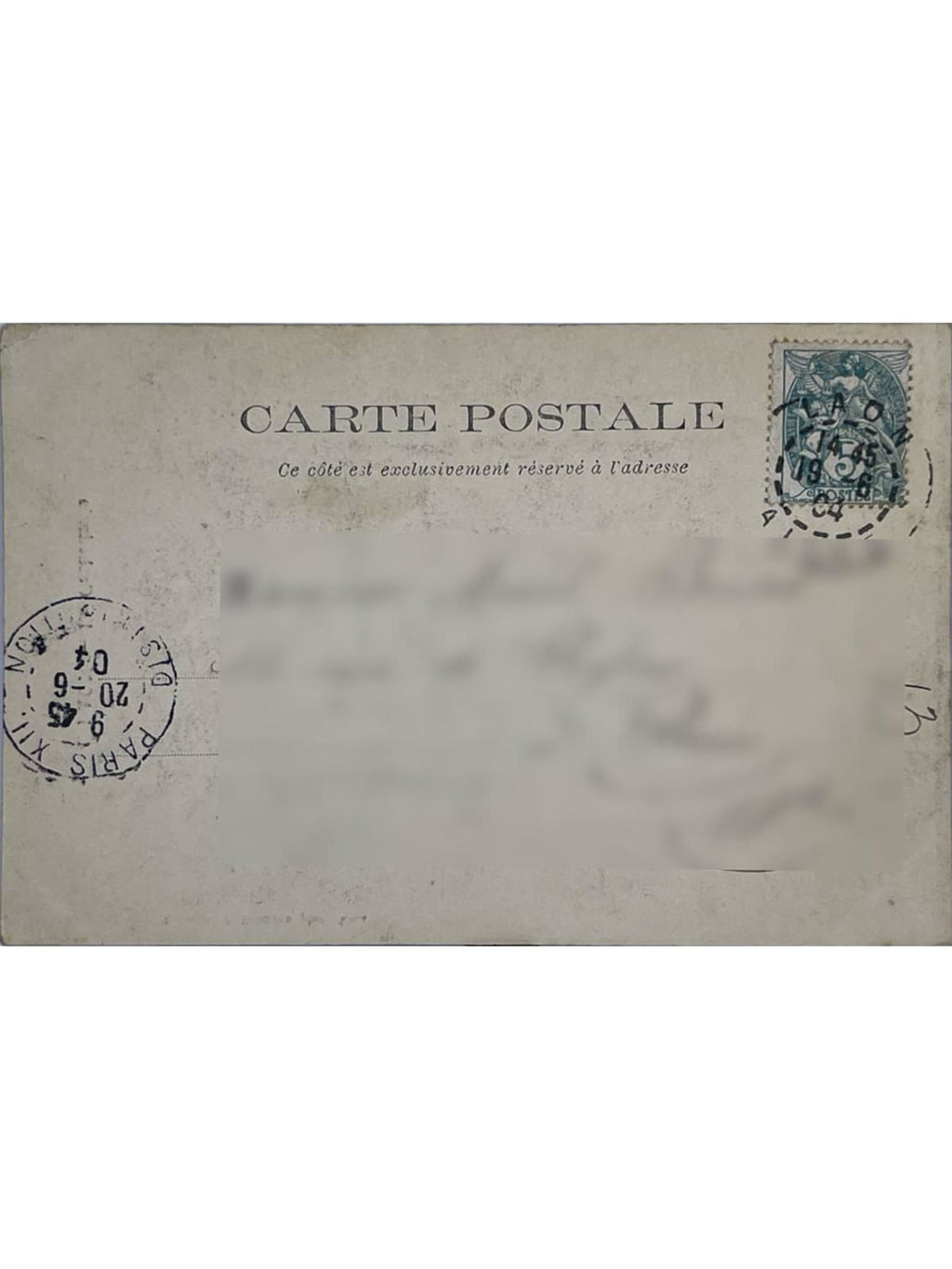 Verso de la carte postale