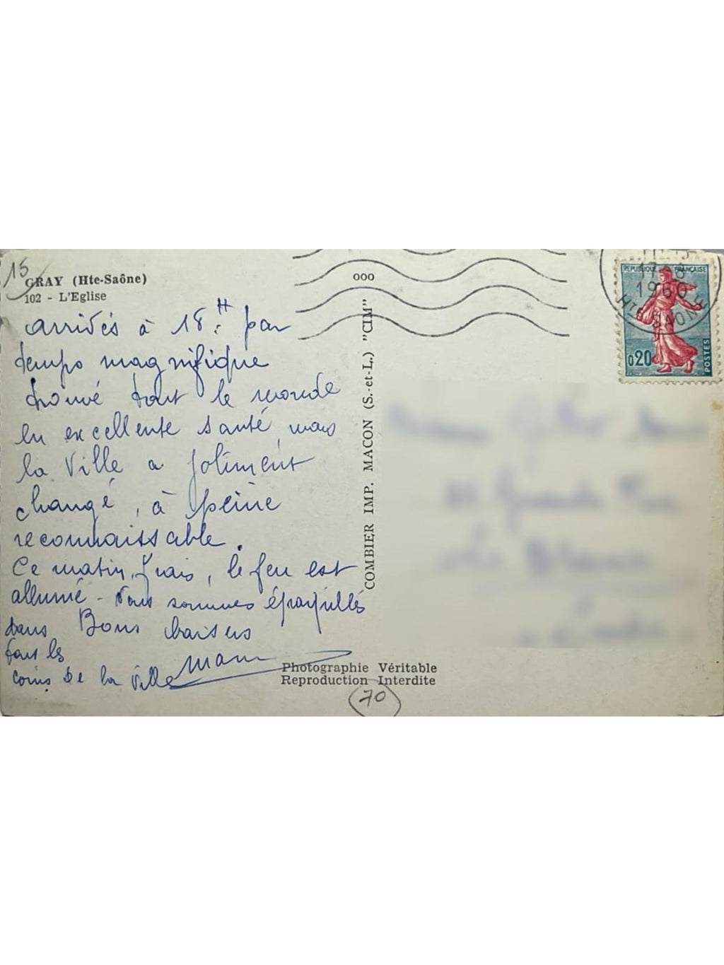 Verso de la carte postale