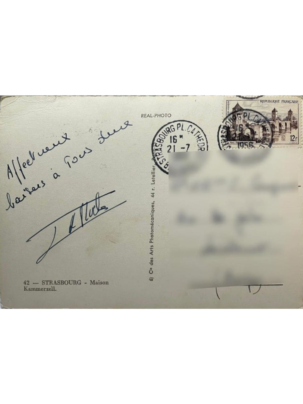 Verso de la carte postale