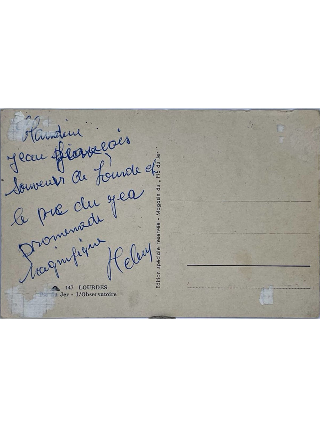 Verso de la carte postale