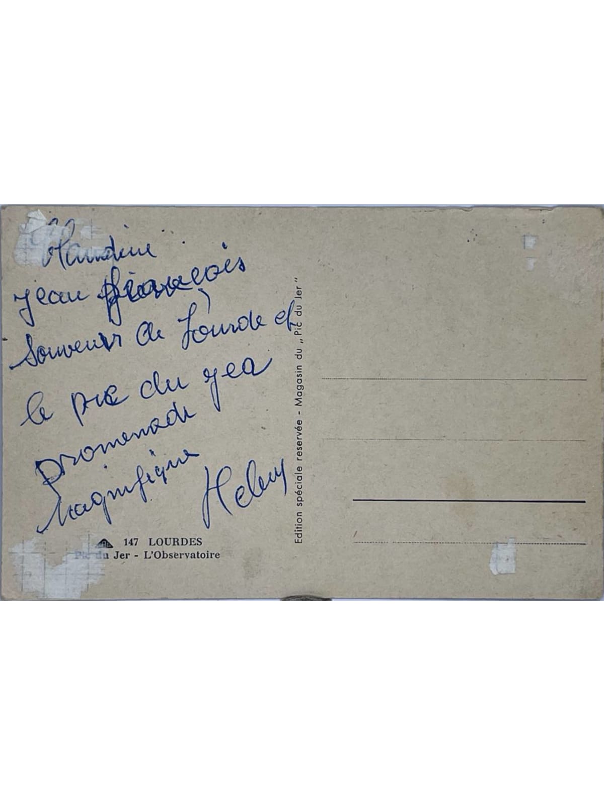 Verso de la carte postale