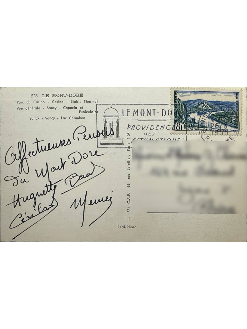 Verso de la carte postale