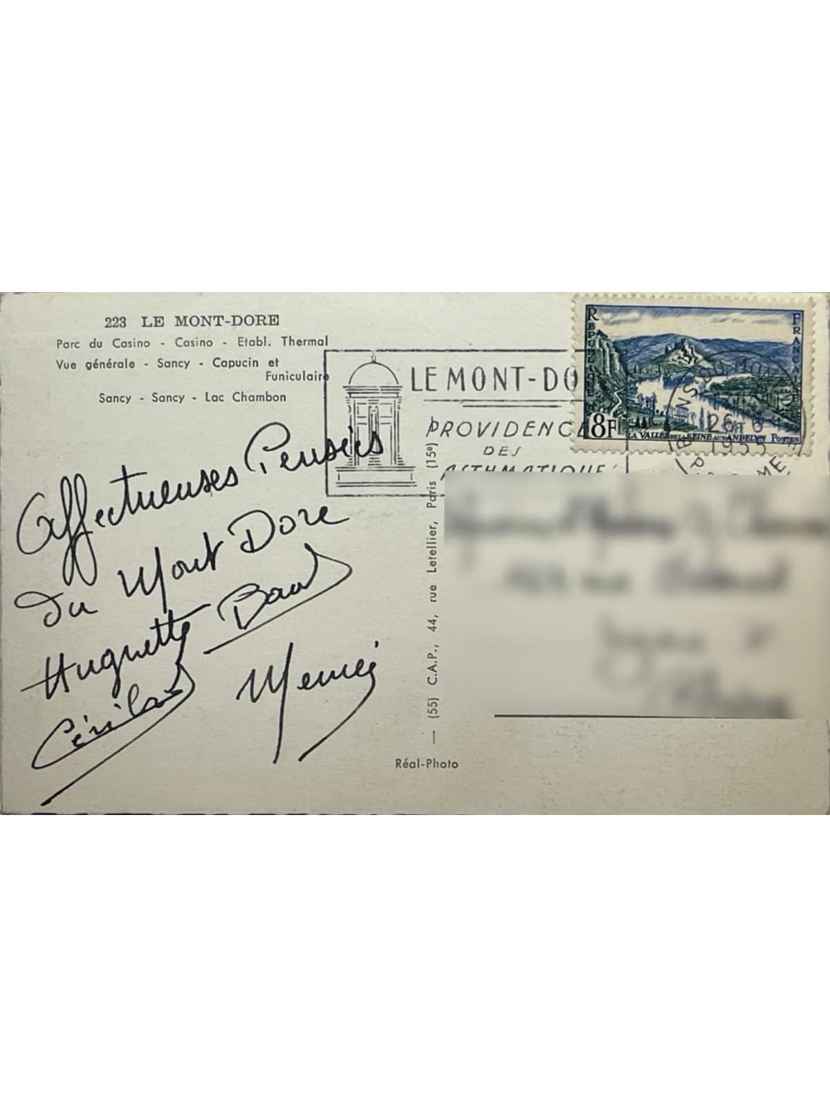 Verso de la carte postale
